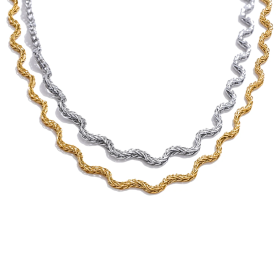 Onda – Collana (o Set con Bracciale) in Acciaio Inox Placcato Oro 18K