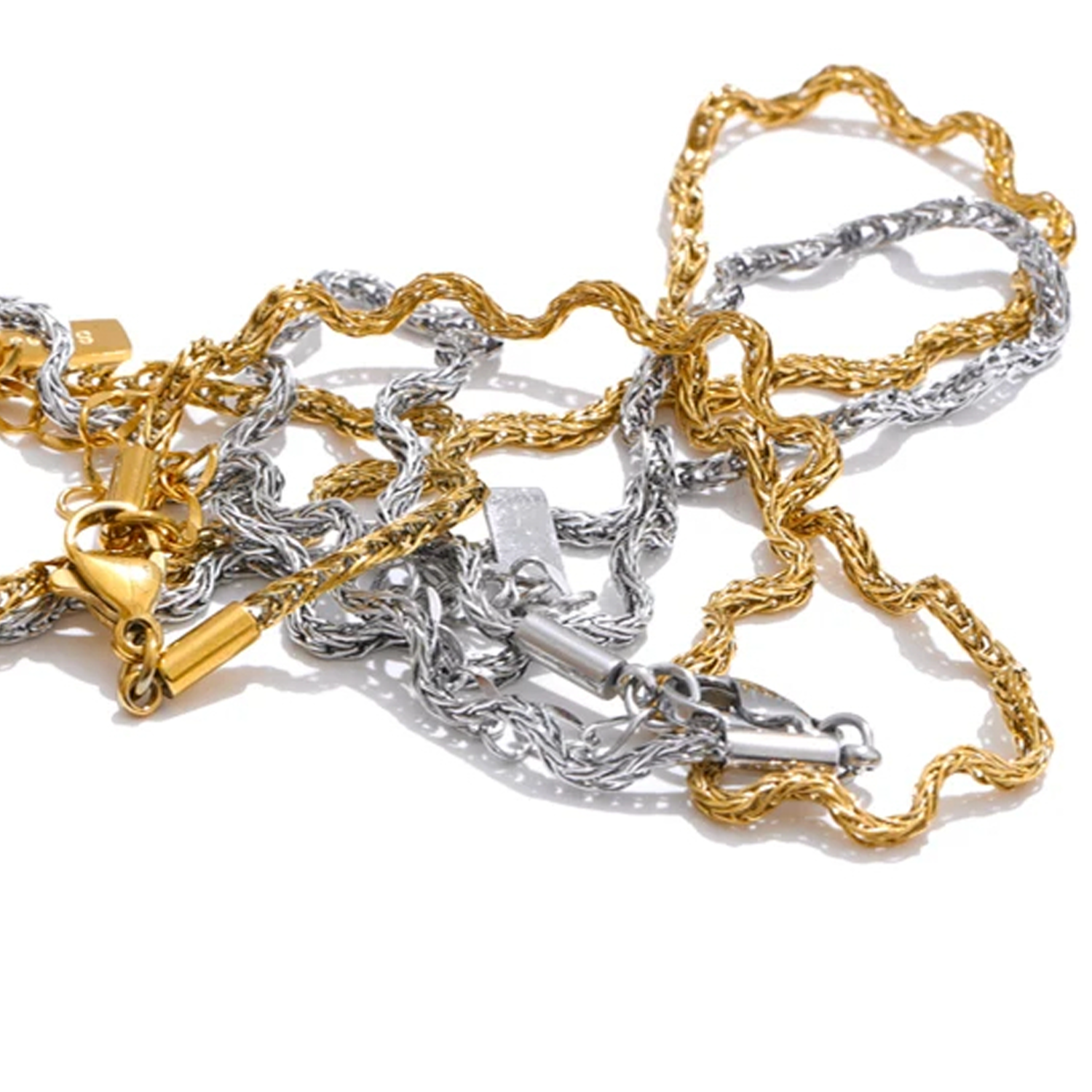 Onda – Collana (o Set con Bracciale) in Acciaio Inox Placcato Oro 18K - immagine 11