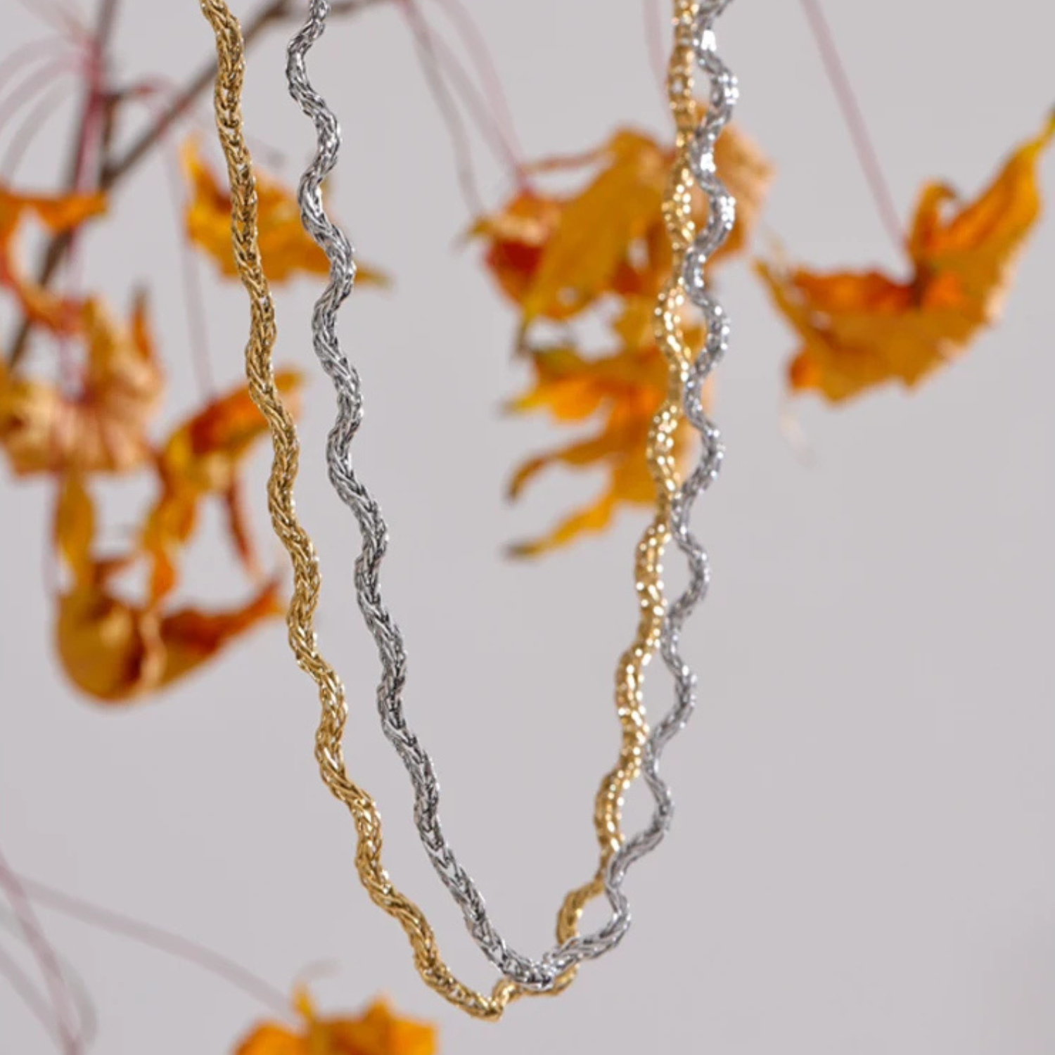 Onda – Collana (o Set con Bracciale) in Acciaio Inox Placcato Oro 18K - immagine 3