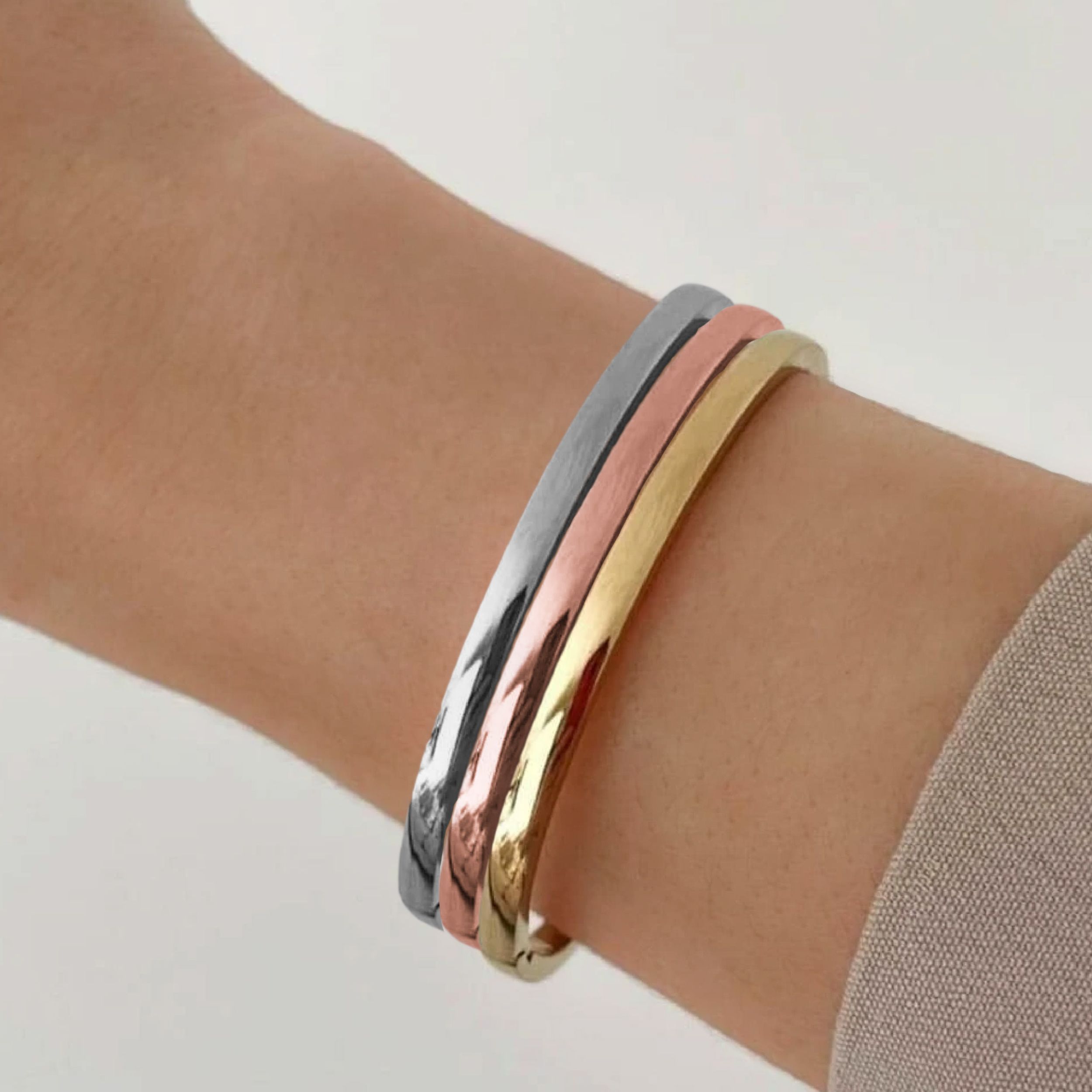 Ellipse Éclat – Set di bracciali rigidi in acciaio, tre tonalità