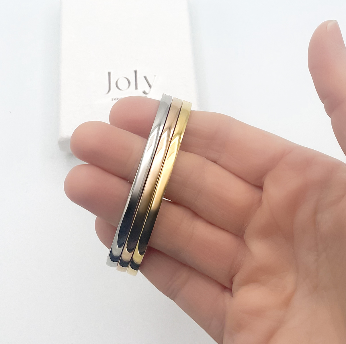 Ellipse Éclat – Set di bracciali rigidi in acciaio, tre tonalità