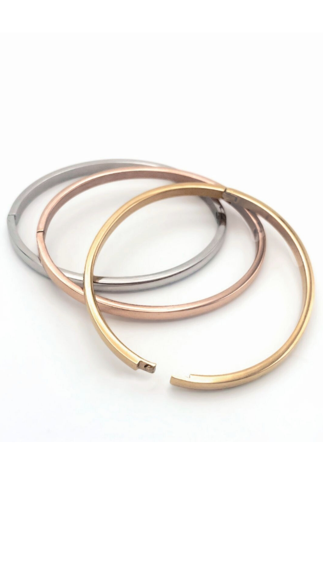 Ellipse Éclat – Set di bracciali rigidi in acciaio, tre tonalità