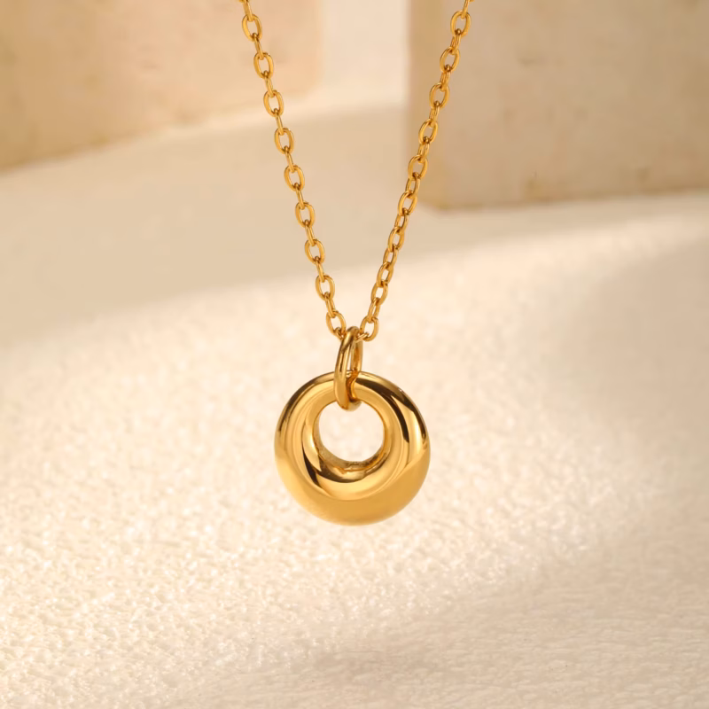 Lune collana in acciaio inossidabile con pendente dorato