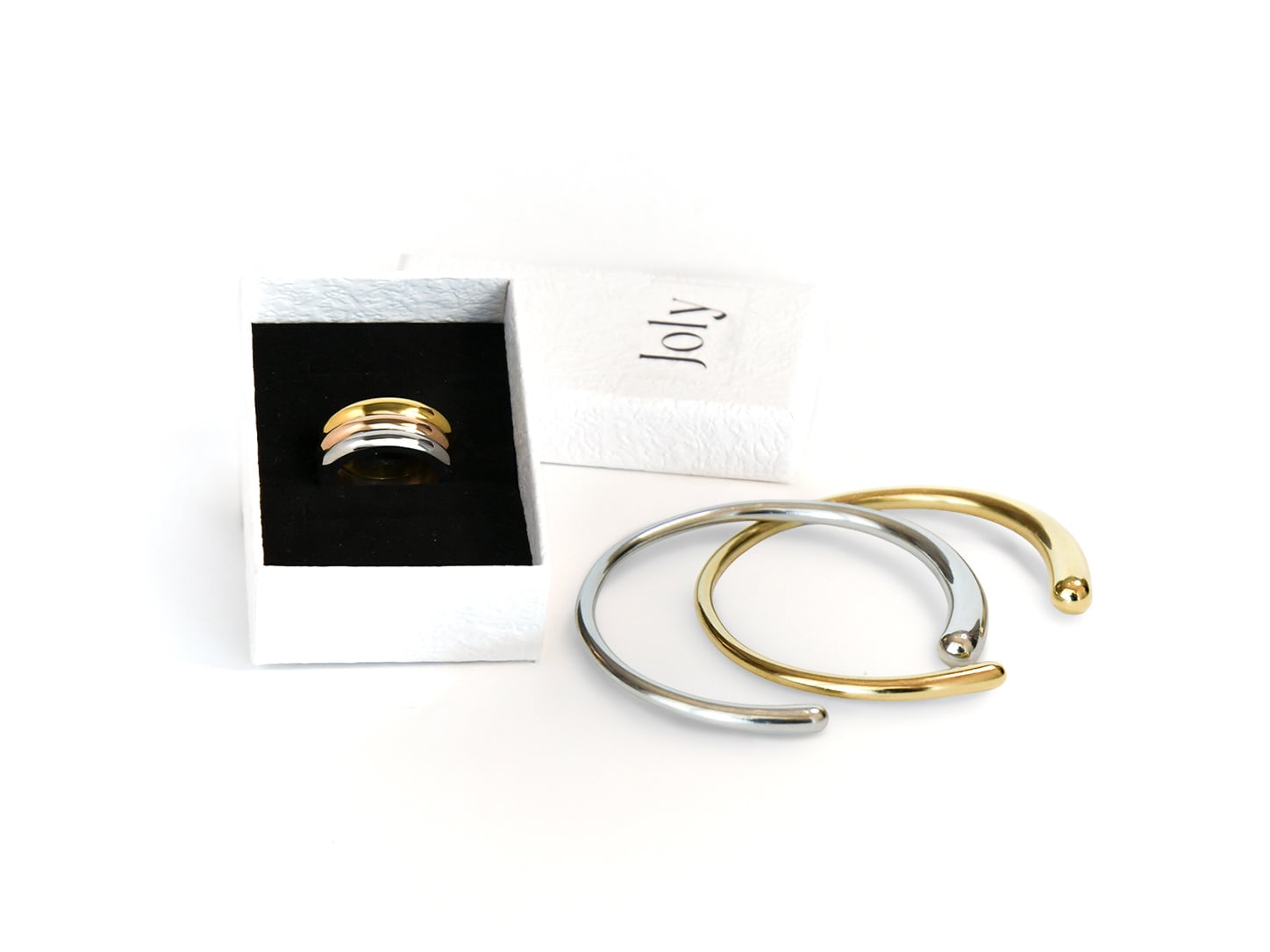 Duo Trilogy & Contour - Set anelli e bracciale in acciaio