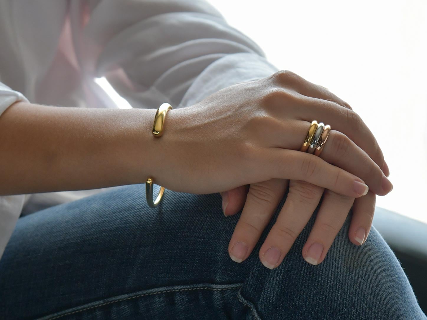 Duo Trilogy & Contour - Set anelli e bracciale in acciaio