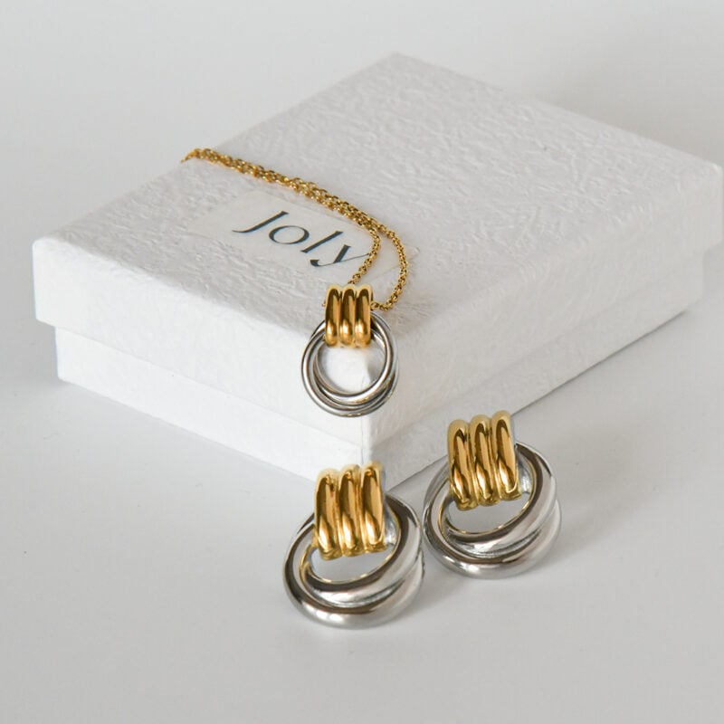 Set Nou&eacute; &ndash; Collana e orecchini bicolore